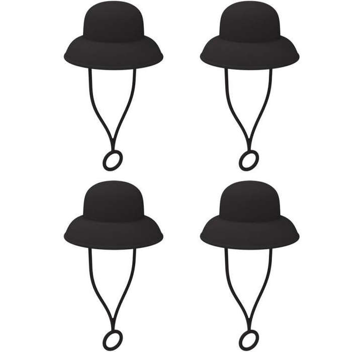 4pcs /Set Silicone Straw Cap 6-10mm Universal Size Dust Plugs, Style: Vintage Hat Black