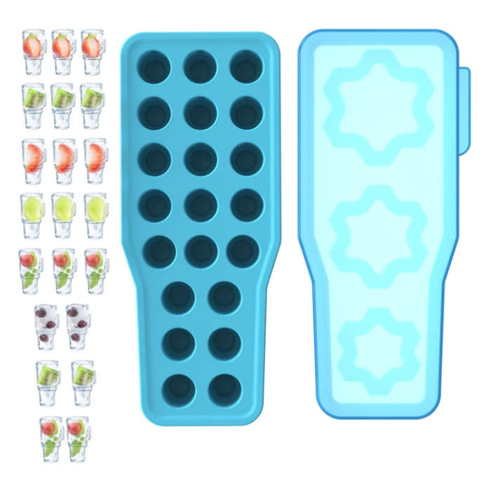 For Stanley Silicone Ice Compartment Large Capacity Ice Mould With Lid, Style: Cup Blue