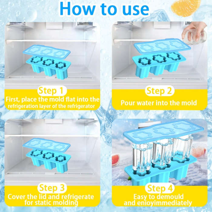 For Stanley Silicone Ice Compartment Large Capacity Ice Mould With Lid, Style: Cup Blue