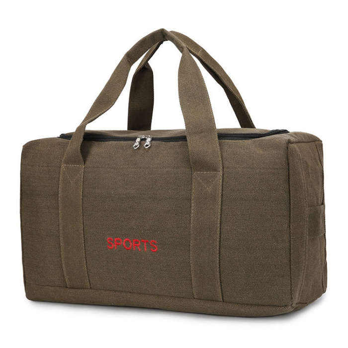 Portable Luggage Bag Canvas Large Capacity Travel Backpack Storage Moving Bag, Size: Small(Khaki)