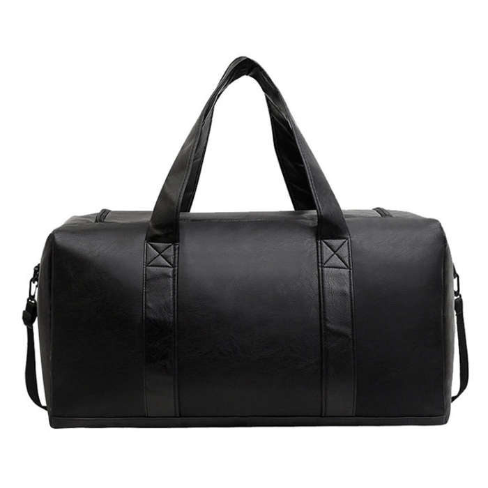 Large-capacity Business Handbag Men's Short Trip Travel Waterproof Leather Luggage Bag, Color: La...