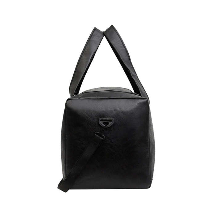 Large-capacity Business Handbag Men's Short Trip Travel Waterproof Leather Luggage Bag, Color: La...
