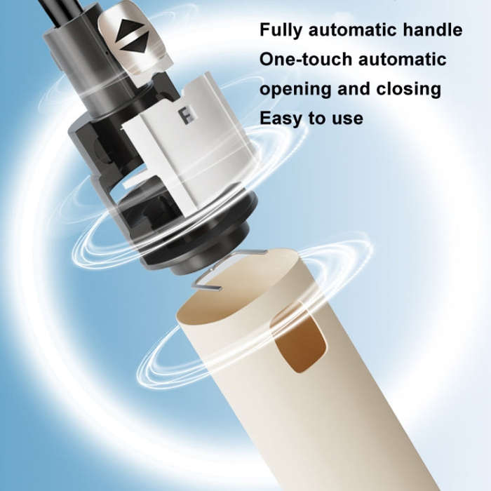 24 Bones Vinyl Folding Umbrella Sunny and Rainy Fully Automatic Sun Shading Umbrella(Beige)