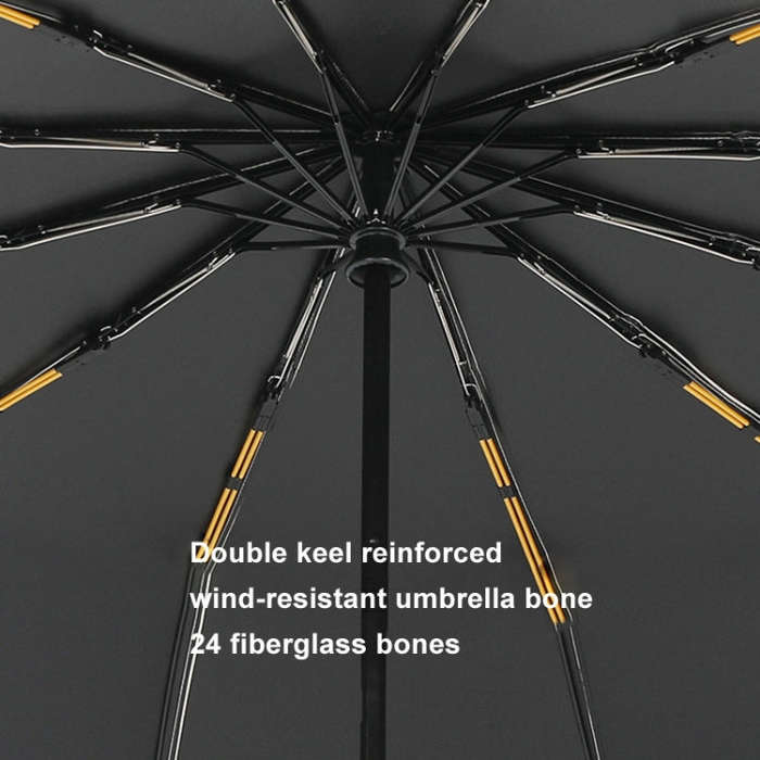 24 Bones Vinyl Folding Umbrella Sunny and Rainy Fully Automatic Sun Shading Umbrella(Beige)