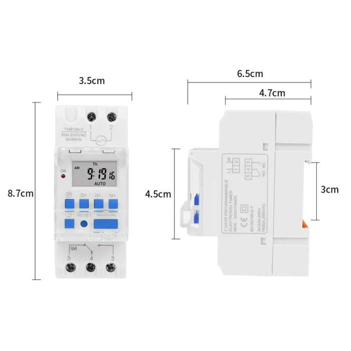 SINOTIMER TM919AK 85-265V AC 16A Din Rail Mount Digital Timer Switch Microcomputer Weekly Program...