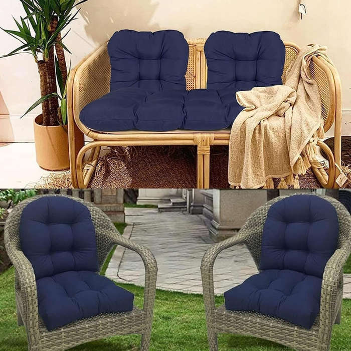 1pair 48 x 48cm Garden Patio Rattan Chair Waterproof Cushion Thick Soft Sofa Cushion(Dark Gray)