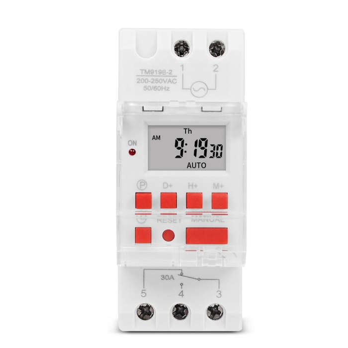 SINOTIMER TM919BK 85-265V AC 30A Programmable Digital Timer Switch Automatic Cycle Timing Controller