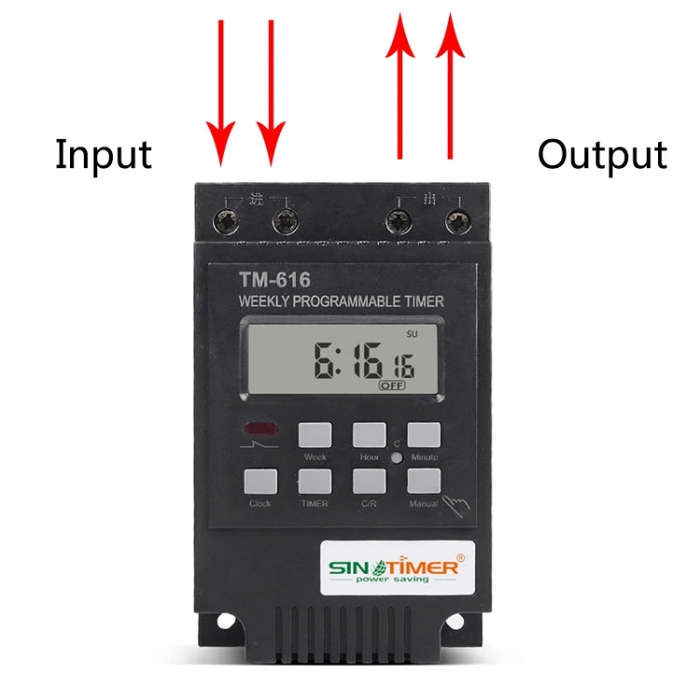 SINOTIMER TM616B-4 12V 30A Weekly Programmable Digital Timer Switch Relay Control