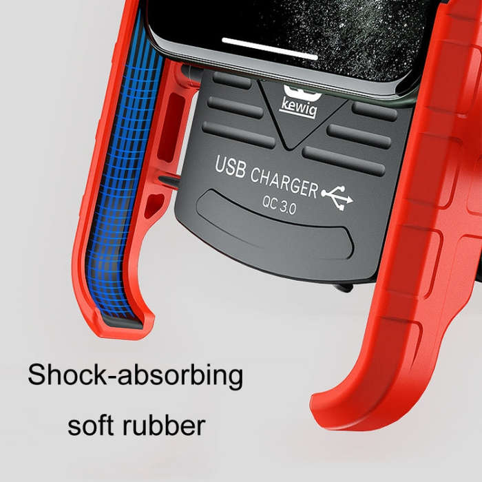 Kewig M8 Motorcycle Navigation Phone Holder Outdoor Riding Charging Bracket(Red)