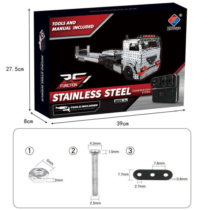 2011pcs / Box ZBToys Building Blocks Mechanical Toys Hand-Assembled Remote Control Trailer Metal ...