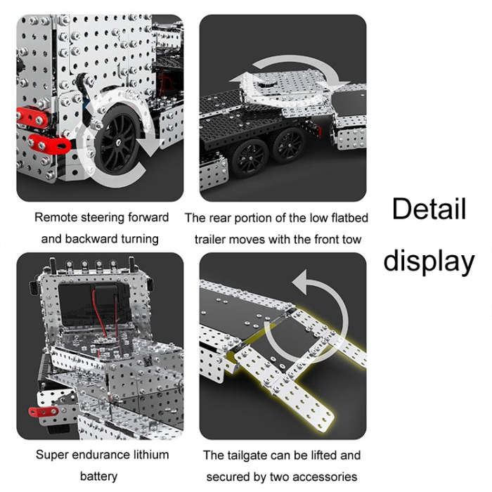 2011pcs / Box ZBToys Building Blocks Mechanical Toys Hand-Assembled Remote Control Trailer Metal ...