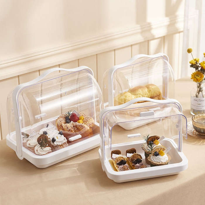 Portable Multi-function Transparent Storage Box Bread Box Bottle Organizer With Dustproof Lid, Sp...
