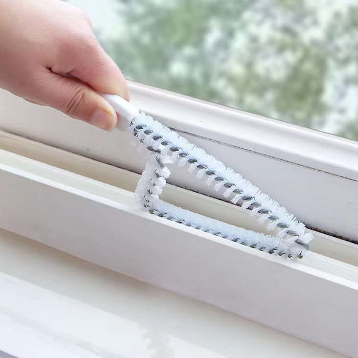 Multipurpose Window Trough Cleaning Tool Household Kitchen Stovetop Crevice Brush(White)
