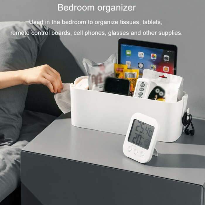 Dormitory Storage Hanging Basket Bedside Hanging Shelf Desktop Storage Box(White)