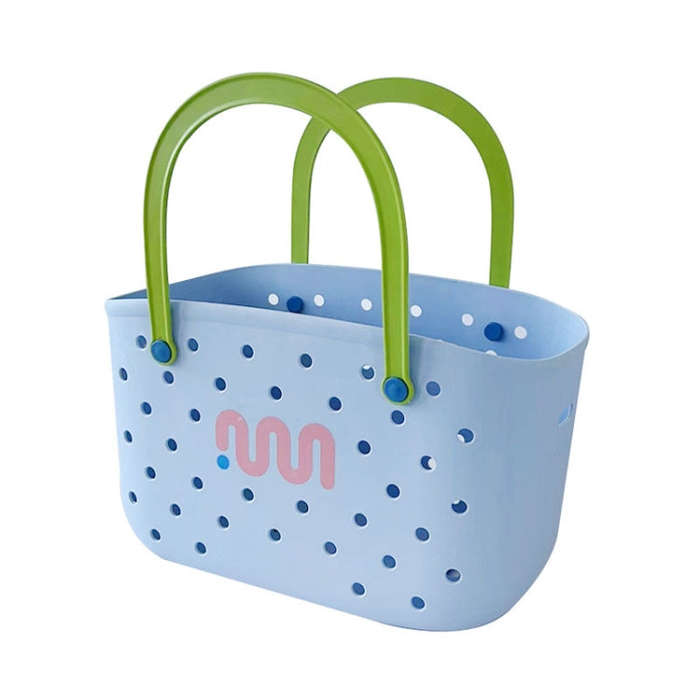 Dopamine Portable Bathroom Storage Basket Household Drainable Vegetable Basket, Color: Blue