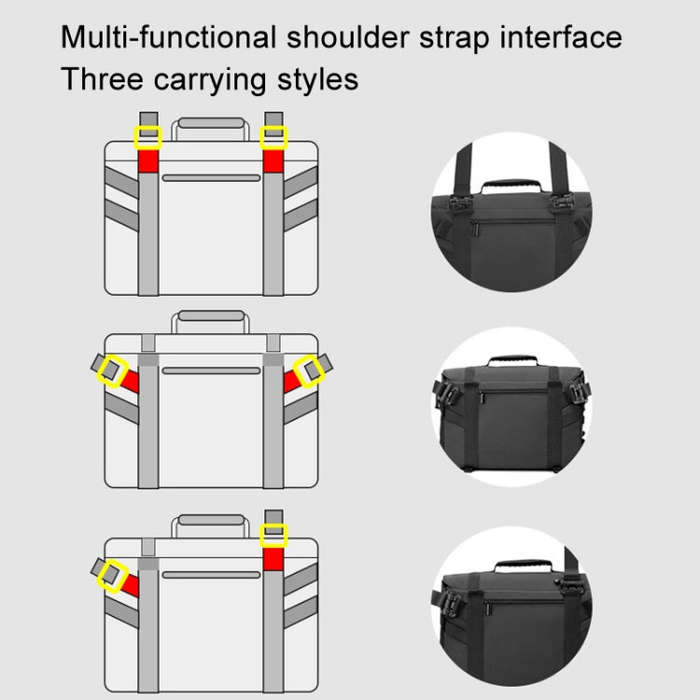 Cwatcun D115 Shoulder Crossbody Waterproof Leather Film DSLR Camera Bag, Color: Black Medium