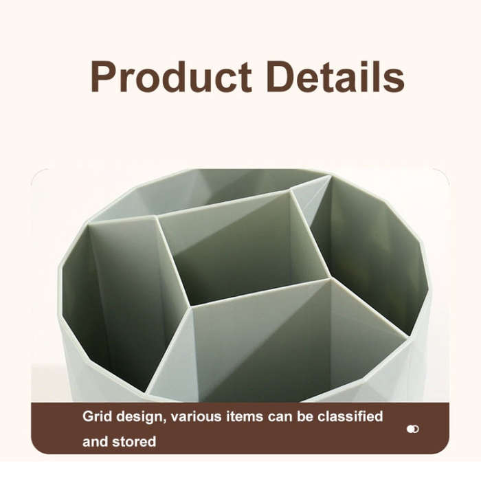 Desktop Rotating Pen Holder Large Capacity Stationery Storage Box Makeup Brush Storage Bucket(Pink)