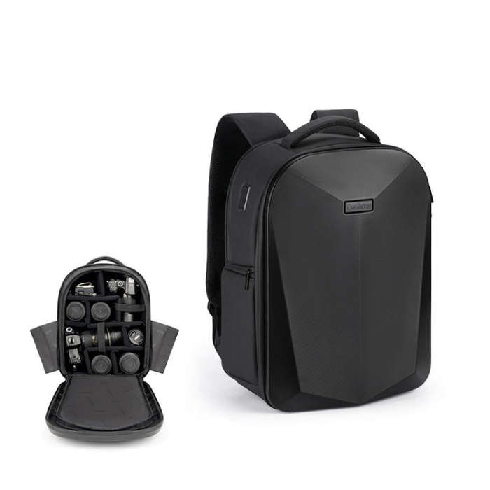 Cwatcun D108 Large Hard Shell Shoulder Camera Bag Waterproof Shockproof Photography Pack