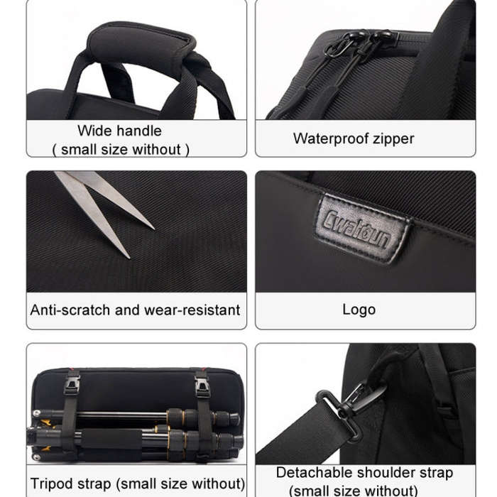 Cwatcun D109 Portable Casual Waterproof Multi-Function Camera Storage Photography Bag, Color: Med...