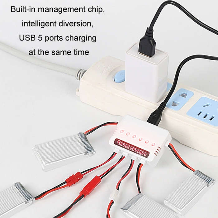 One To Six 3.7V Lithium Battery Drone USB Charger, Color: White XH4.0 Port