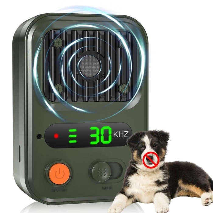 UltrasonicAnti Barking Devices Color Screen Auto Dog Bark Deterrent Devices with 3 Levels(Green)