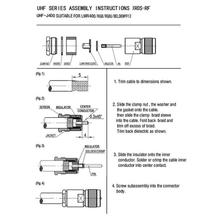 All Copper UHF Male RF Coaxial Connector For LMR400 / RG8 / RG8U / KMR400 / Belden 9913 / 7D-FB C...