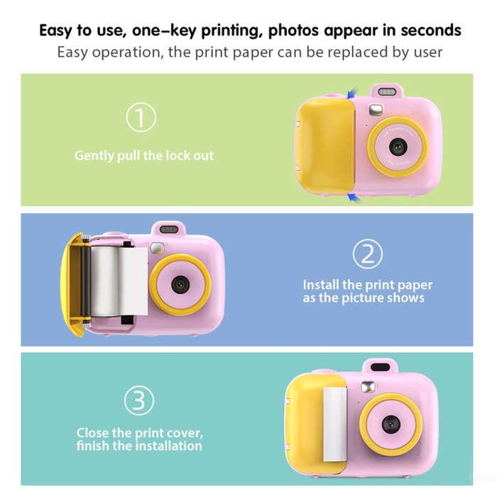 2.4-Inch Smart Digital Kids Thermal Printing Camera With Printing Paper, Color: 503AF Blue Focus