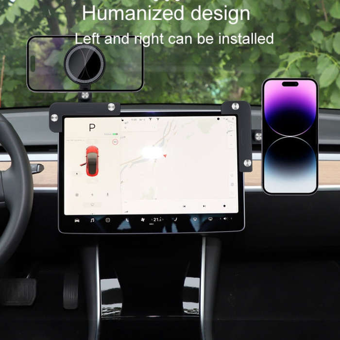 For Tesla Model 3/Y Car Magnetic Phone Holder Rotatable Car Navigation Mount, Style: Square
