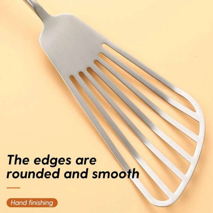 304 Stainless Steel Walnut Handle Cooking Tools Home Restaurant Kitchen Gadgets, Style: Frying Sp...