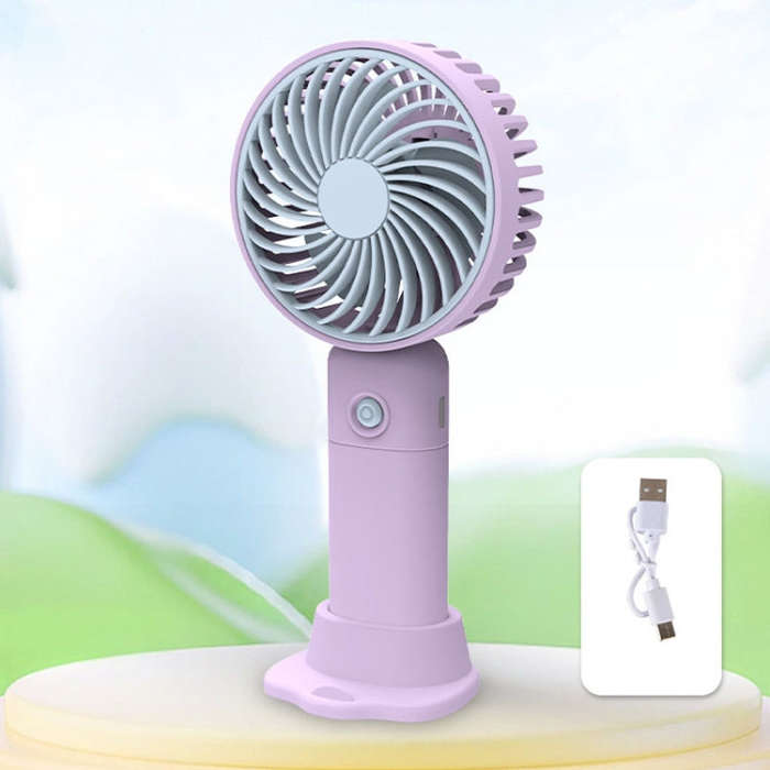 Desktop USB Charging Small Fan Portable Cell Phone Holder Handheld Fan(Purple)