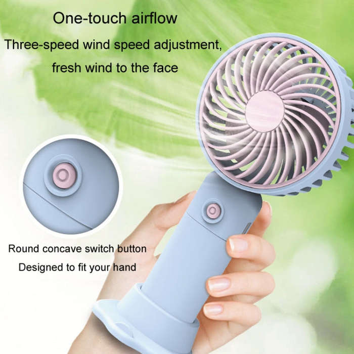Desktop USB Charging Small Fan Portable Cell Phone Holder Handheld Fan(Blue)