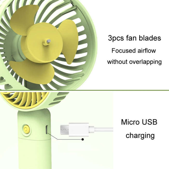 Desktop USB Charging Small Fan Portable Cell Phone Holder Handheld Fan(Green)