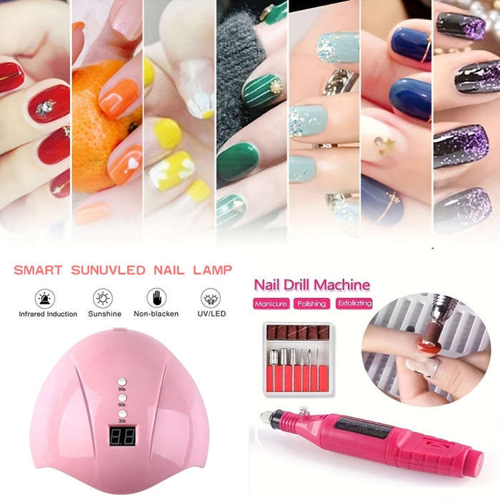 USB Plug-in Seashell Nail Lamp Mini UV Light Therapy Lamp Nail Polishers Stick Diamonds Tool Set(...