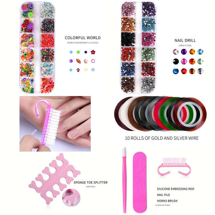 USB Plug-in Seashell Nail Lamp Mini UV Light Therapy Lamp Nail Polishers Stick Diamonds Tool Set(...