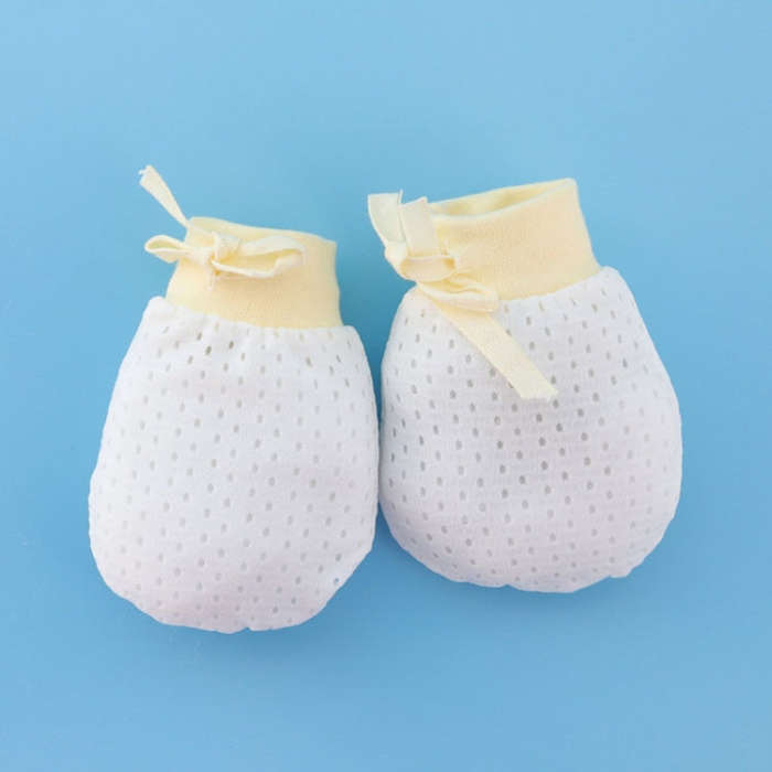 Newborn Baby Anti-Scratching Mesh Mittens Summer Breathable Elastic Lacing Adjustable Gloves, Col...