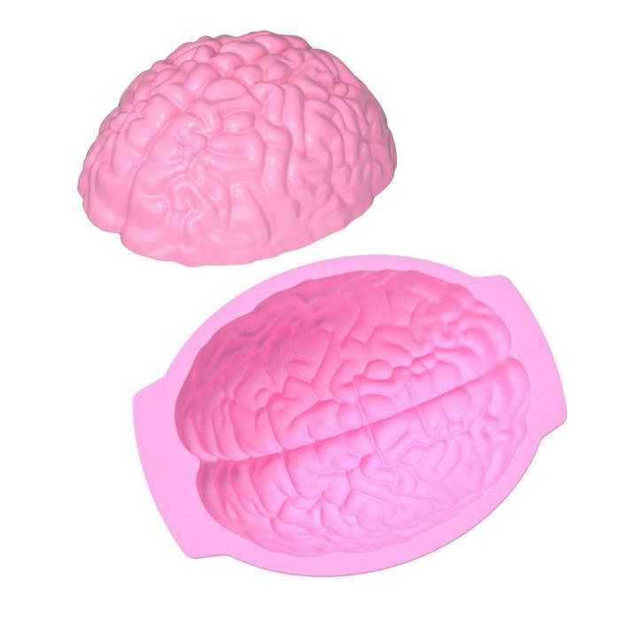 Halloween Brain Mold Baking Silicone Mold Chocolate Cake Containers(White)