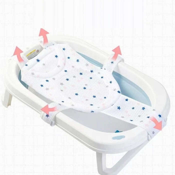 Newborn Bath Net Suspension Mat Non-Slip Baby Bath Mat Length Adjustable Bathtub Stand(5 Buckle S...