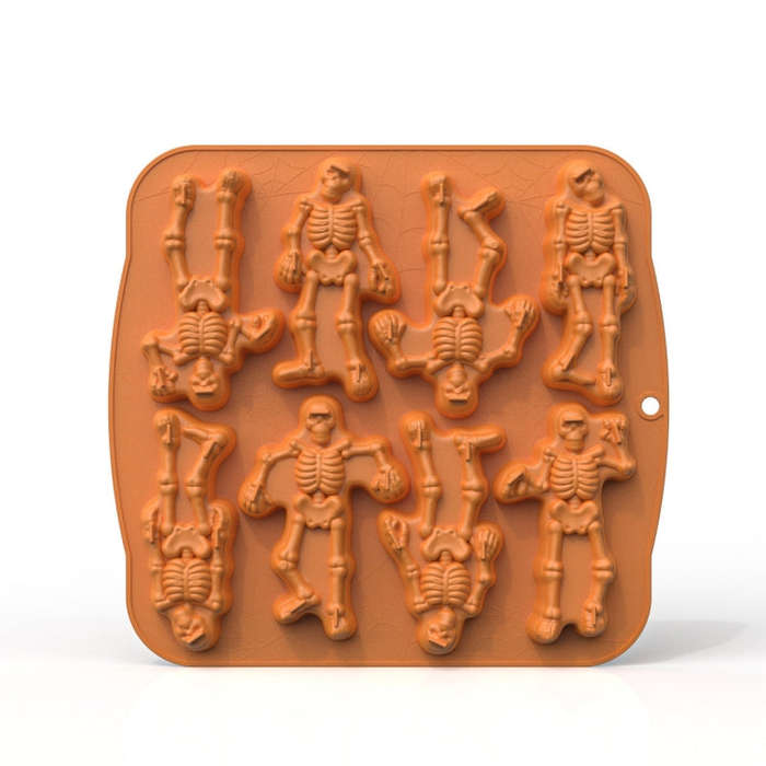 8 Grids Skull Cake Mold Halloween Silicone Mold(Brown)