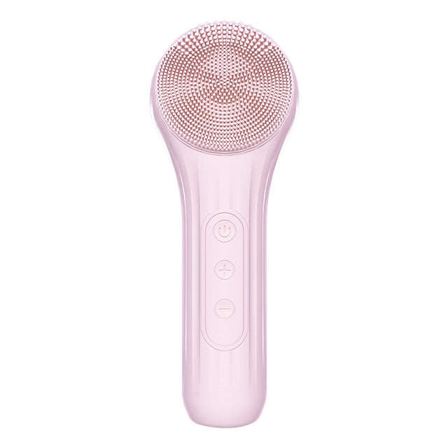Sonic Waterproof Facial Cleansing Brush Rechargeable Hot Compress Face Scrubber Cleanser(Pink)