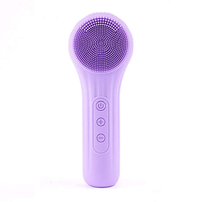 Sonic Waterproof Facial Cleansing Brush Rechargeable Hot Compress Face Scrubber Cleanser(Purple)