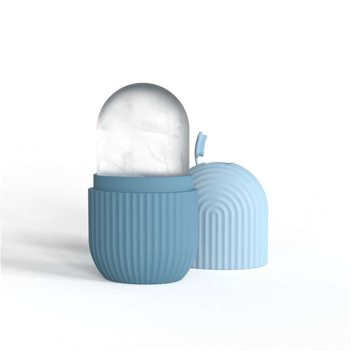 Silicone Wave Pattern Ice Compartment Mould Facial Beauty Massage Pore Shrinking Ice Cube Mold(Blue)