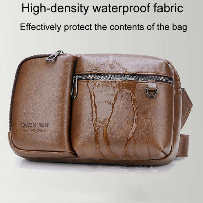 WEIXIER D401 Men Large Capacity Crossbody Single Shoulder Bag Casual PU Messenger Handbag(Brown)