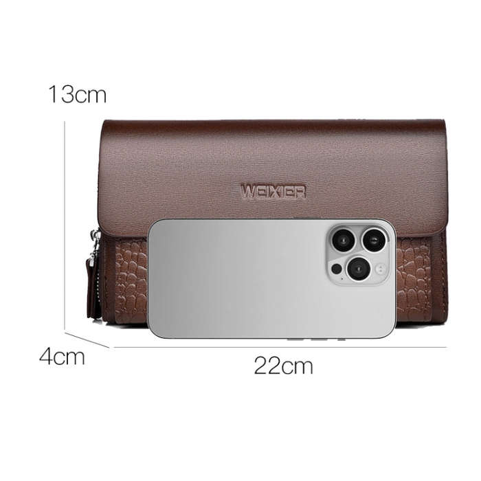 WEIXIER W129 Men Magnetic Buckle Anti-Theft Clutch Bag Large Capacity Multi-Card Wallet(Brown)