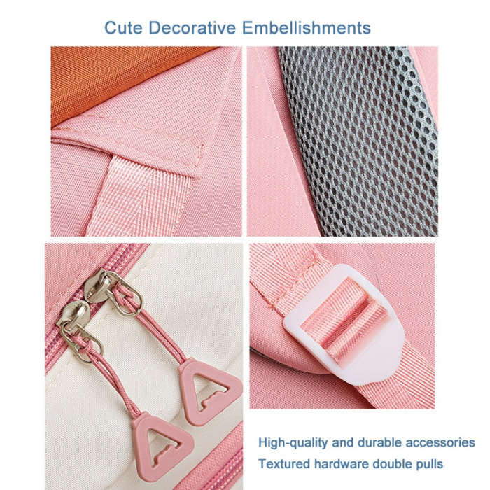 Backpack for Junior High School Students Cute Schoolbag Travel Bag(Pink)