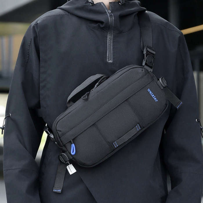 WEIXIER D512 Men Large Capacity Crossbody Chest Bag Waterproof Casual Sports Pack(Black)
