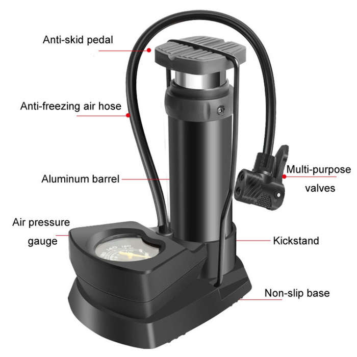 Car / Motorcycle / Bicycle Foot Inflator Pump Pointer Type Tire Pressure Detection Foot Inflator(...