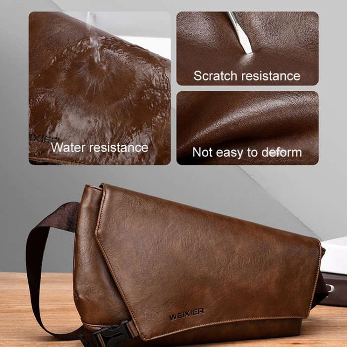 WEIXIER D515 Men Crossbody Single Shoulder Bag Large Capacity Waterproof Messenger Backpack(Brown)