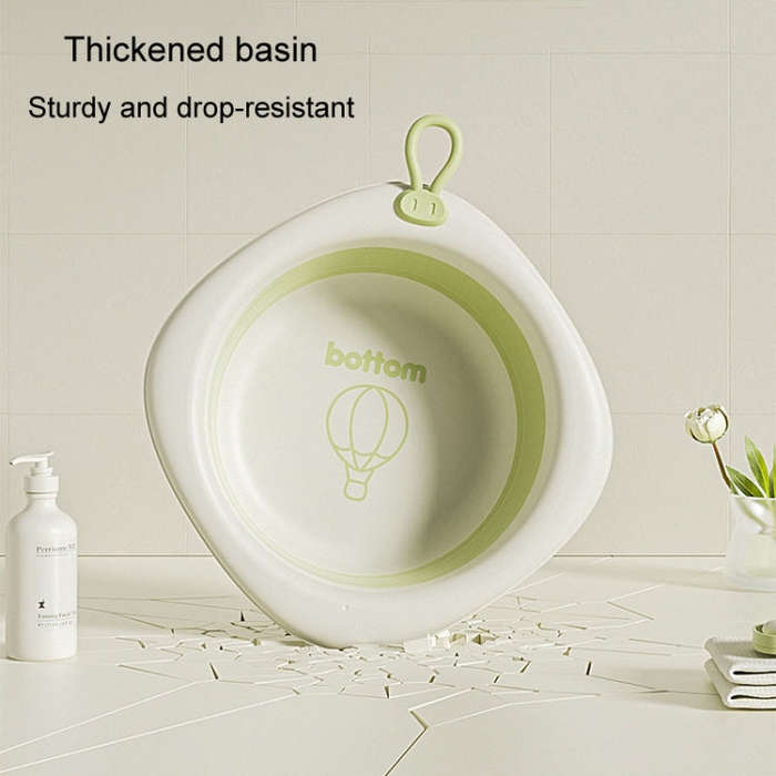 Children Folding Washbasin Newborn Baby Portable Thickened Plastic Wash Basin(Green)