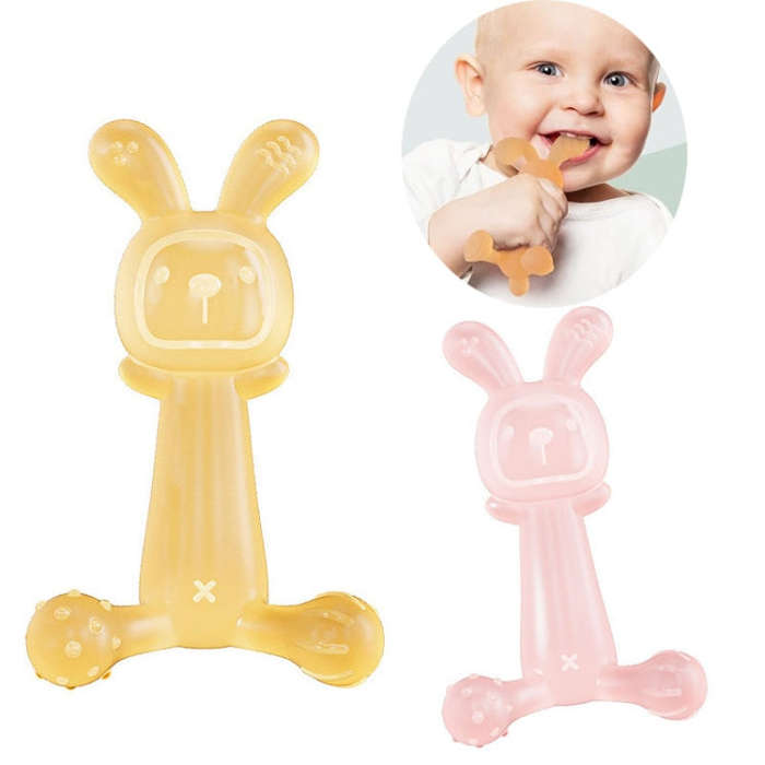 Bunny Baby Teether BPA Free Food-Grade Silicone Teether Infant Teething Stick Anti-Eating Hand, C...