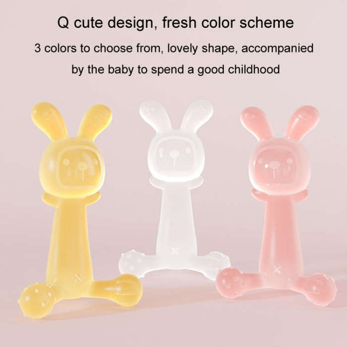 Bunny Baby Teether BPA Free Food-Grade Silicone Teether Infant Teething Stick Anti-Eating Hand, C...
